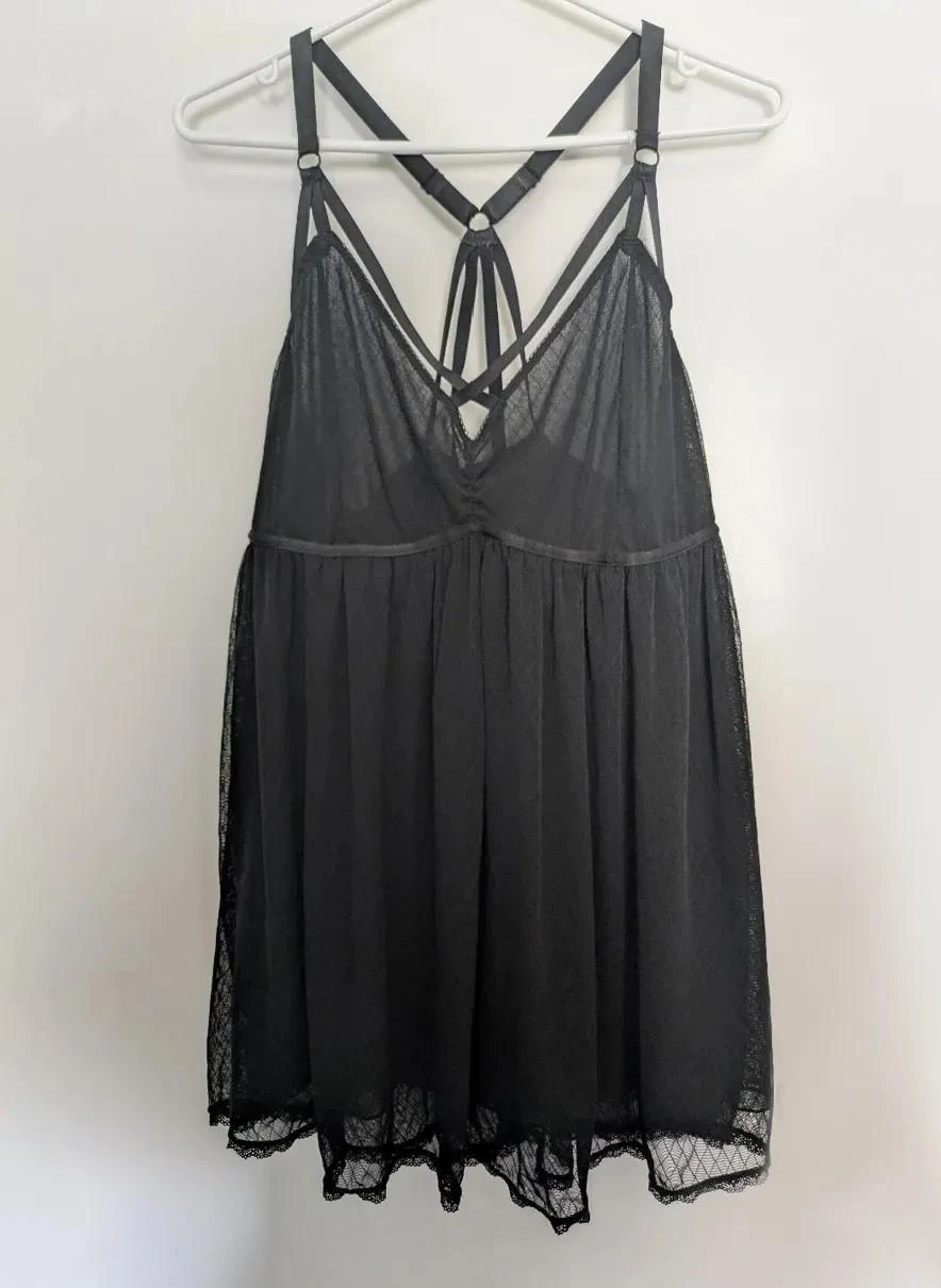 Black Sheer Strappy babydoll top
