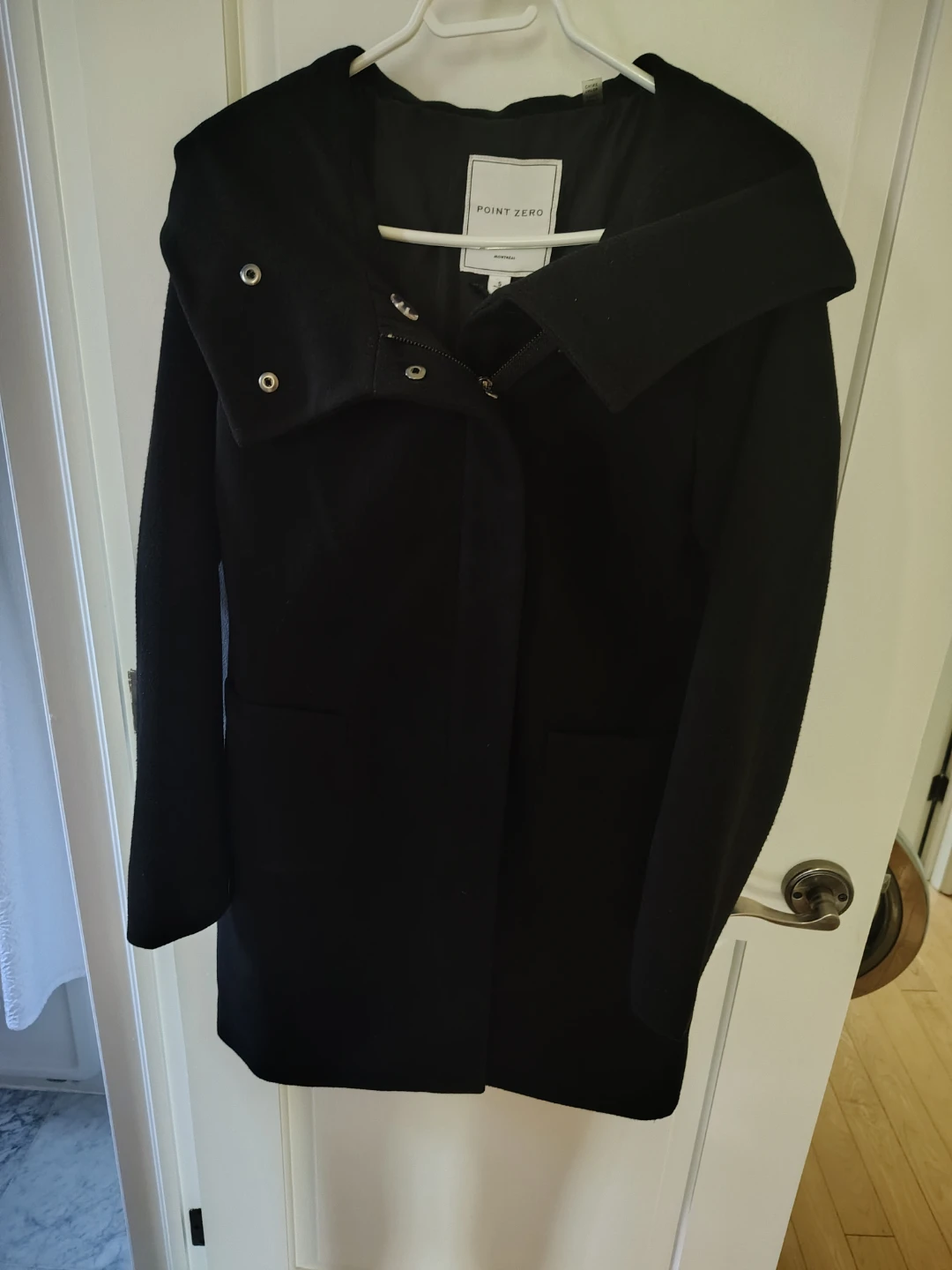 BNWT Point Zero Montreal Black Melton Coat Size Small - photo 2