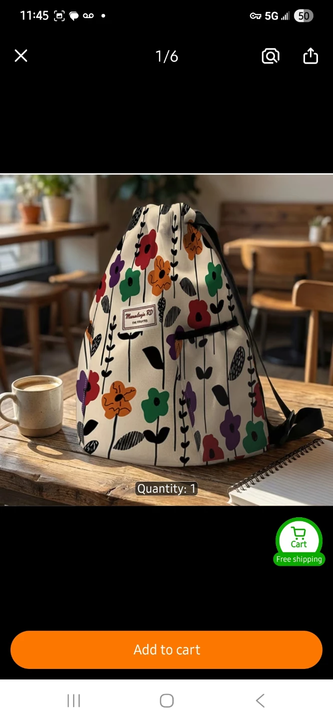 Floral Drawstring Backpack