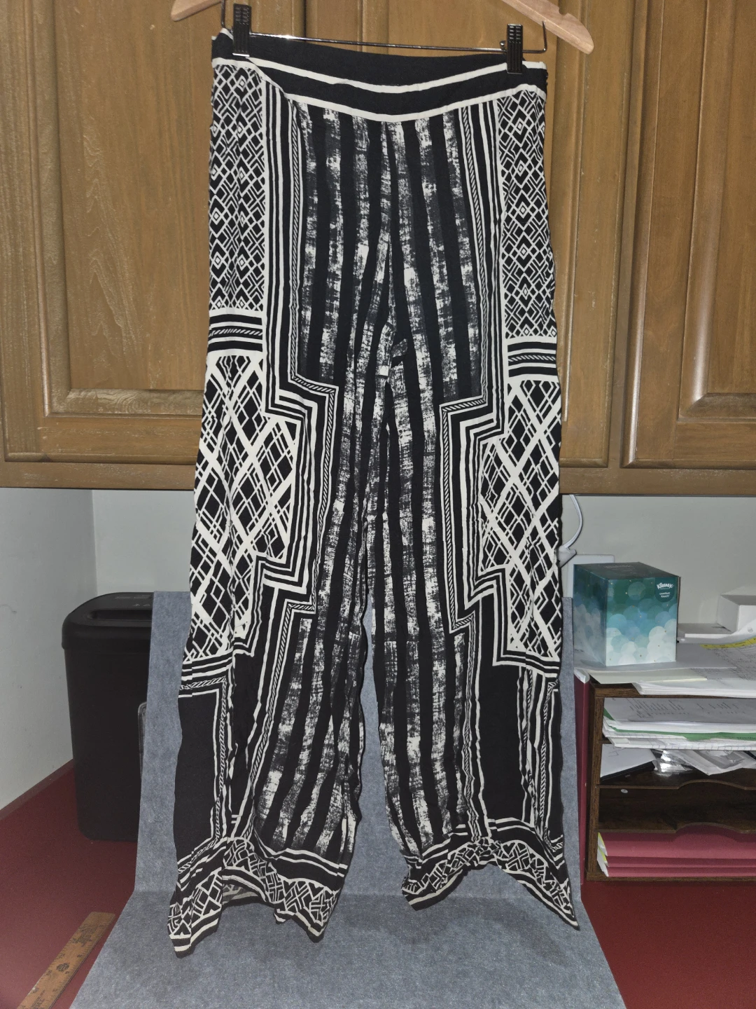 Black and White Patterned Wide Leg Pants