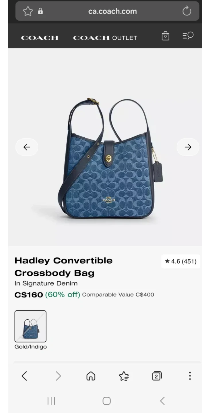 Coach Hadley Crossbody Bag Denim