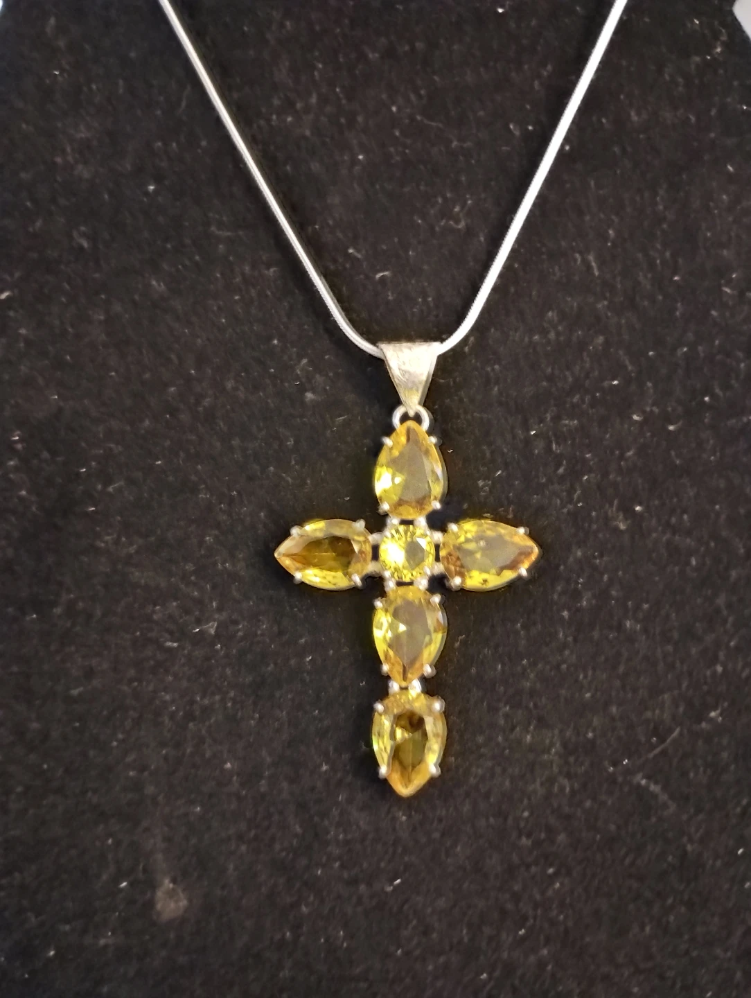 Sterling Silver Citrine Cross - photo 2