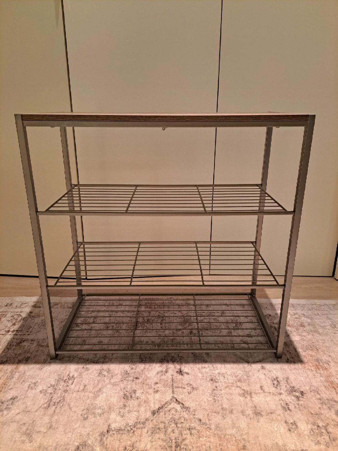 3-Tier Wire Shelf / Shoe Rack with Wood Top