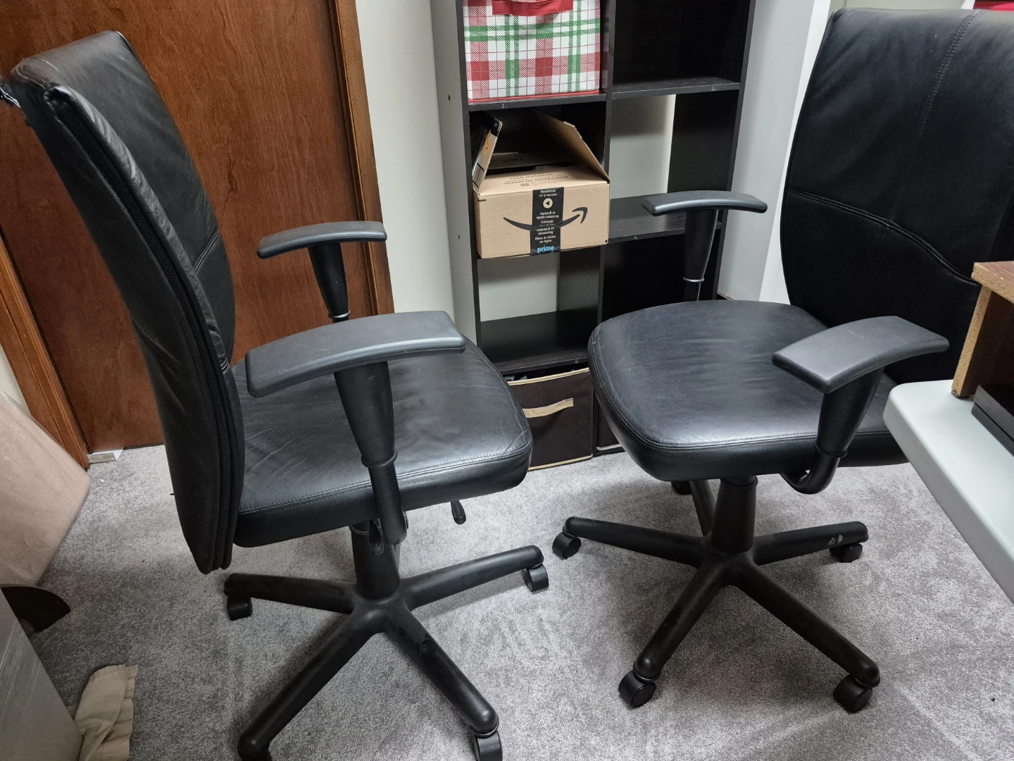 Black Leather Office Chairs (Set of 2) - photo 2