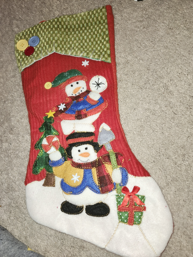 Christmas Stocking with Snowman Decoration
