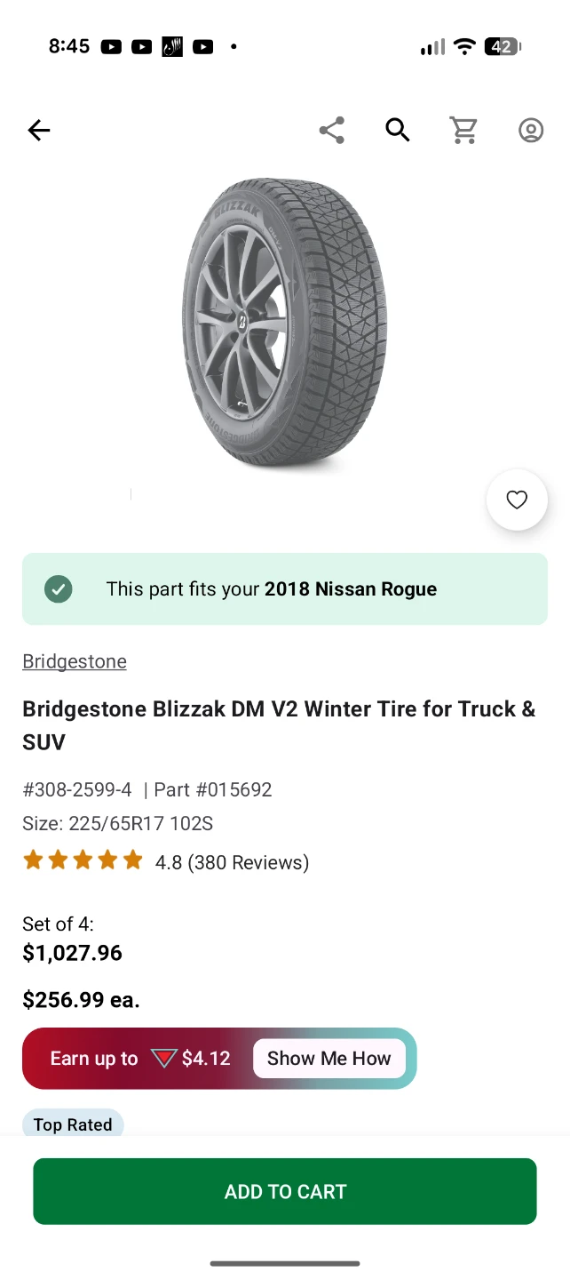Bridgestone Blizzak DM V2 Winter Tires - Set of 4 - photo 3