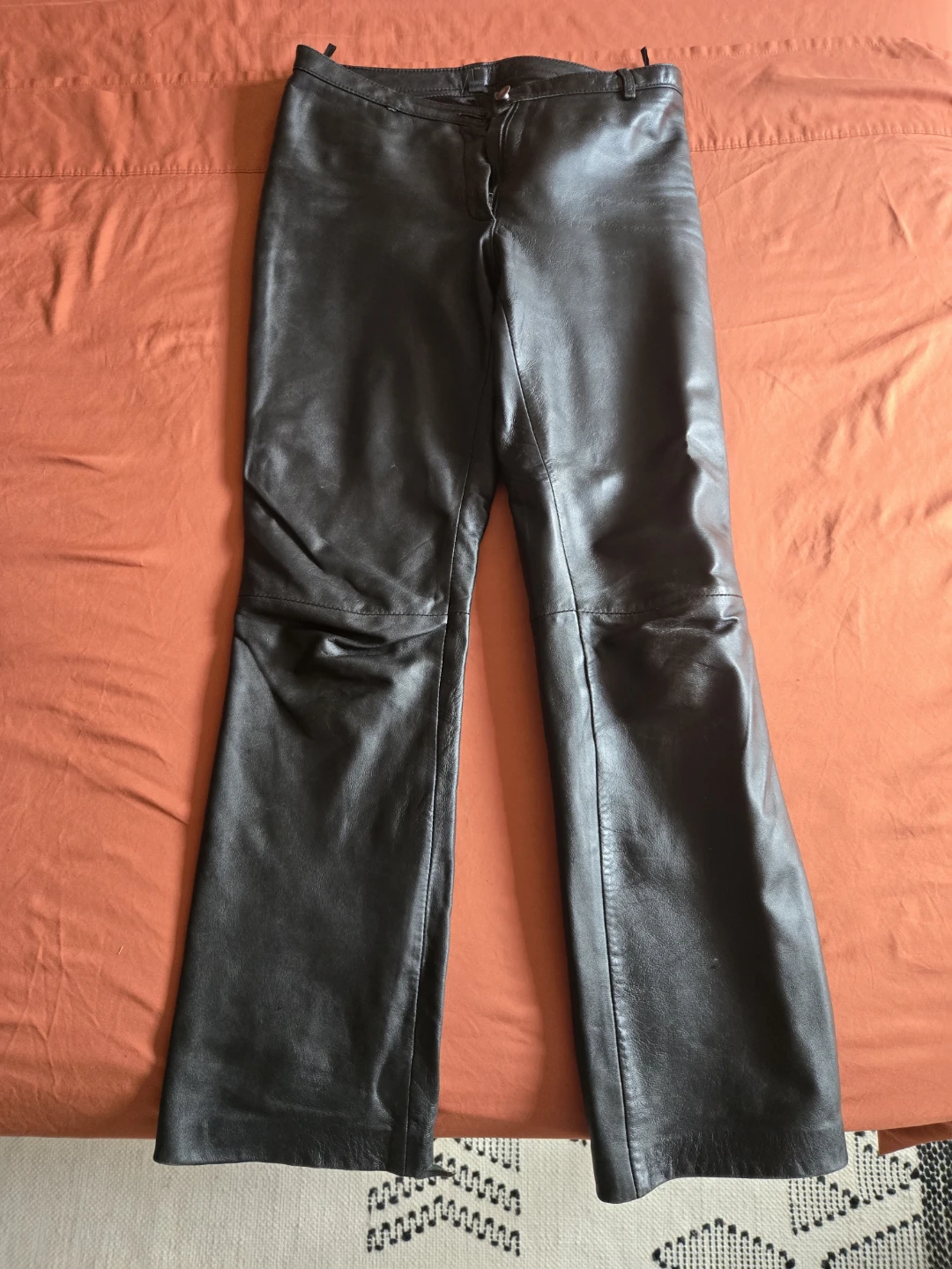 Black Leather Flare Pants