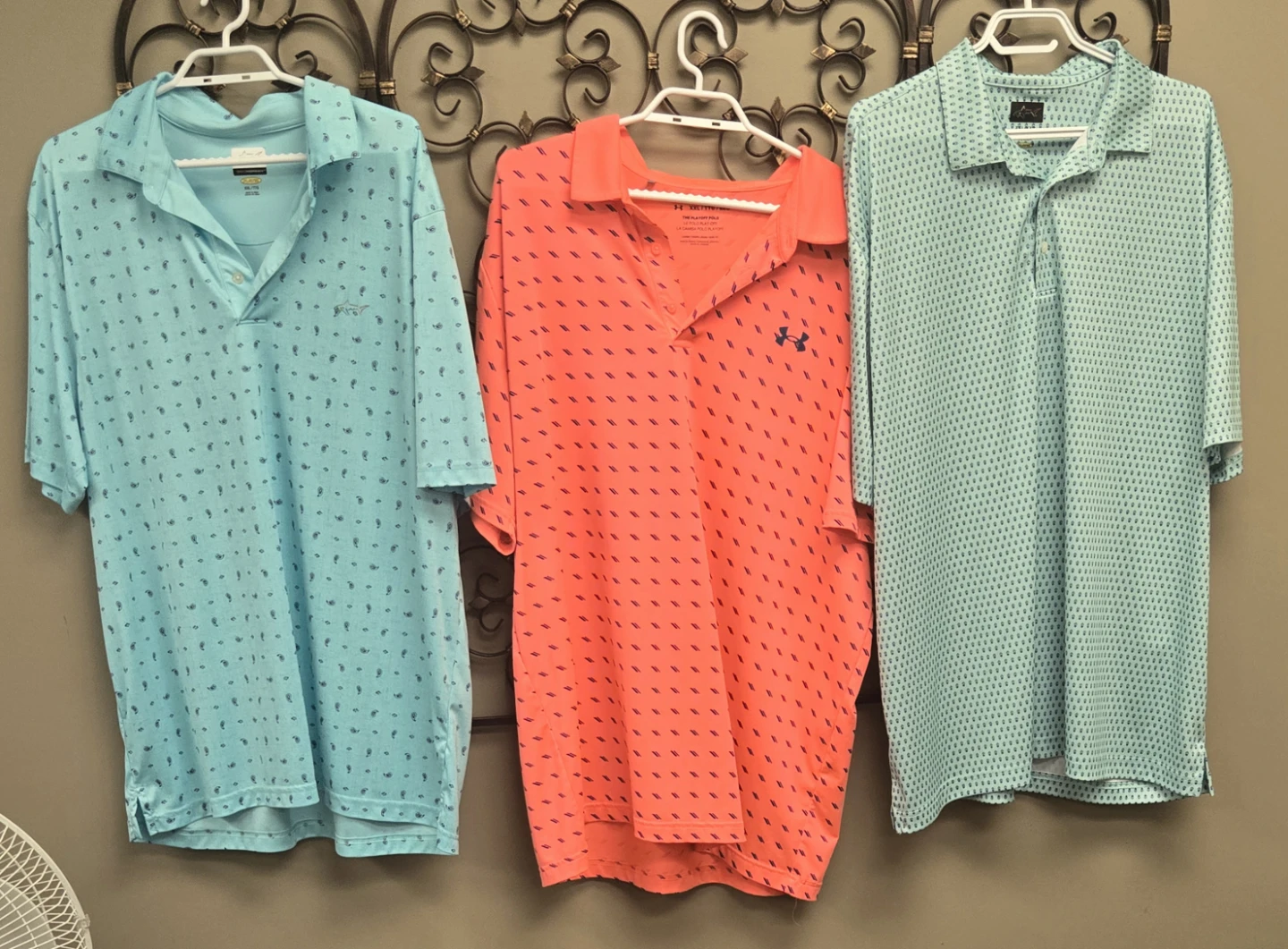 Men's Polo/Golf Shirts. 2XL.Under Armour and 2 Greg Norman.