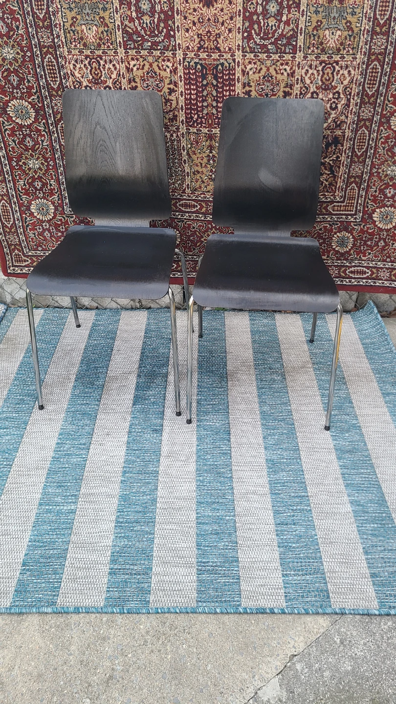 Set of 2 Dark Wood Chairs with Chrome Legs - photo 4