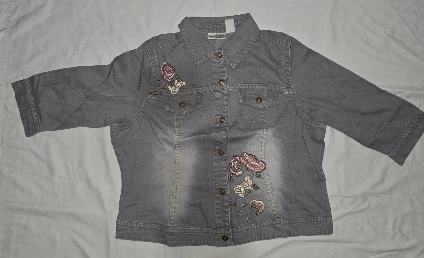 Jean Therapy Embroidered Denim Jacket Size 16W