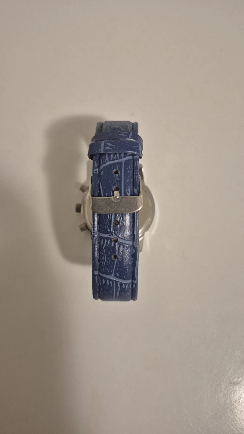 Blue Chronograph Watch with Leather Strap - photo 3
