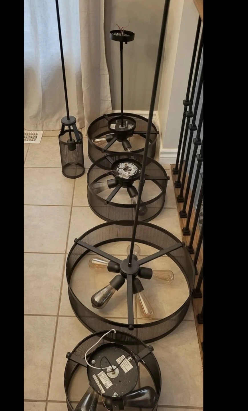 Black Metal Drum Pendant Light Fixtures