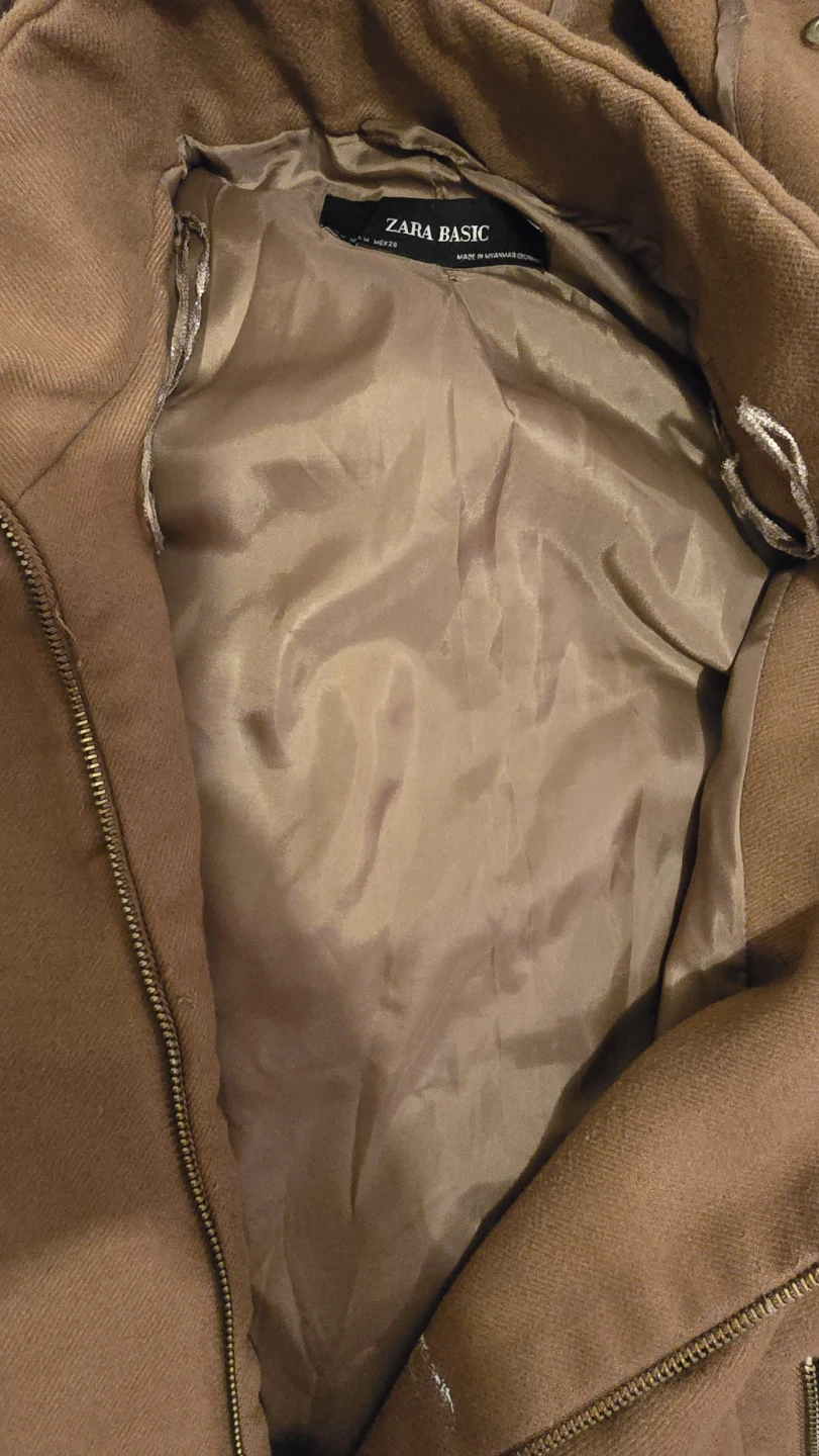 Zara Basic Brown Wool Blend Coat with Hood - photo 5