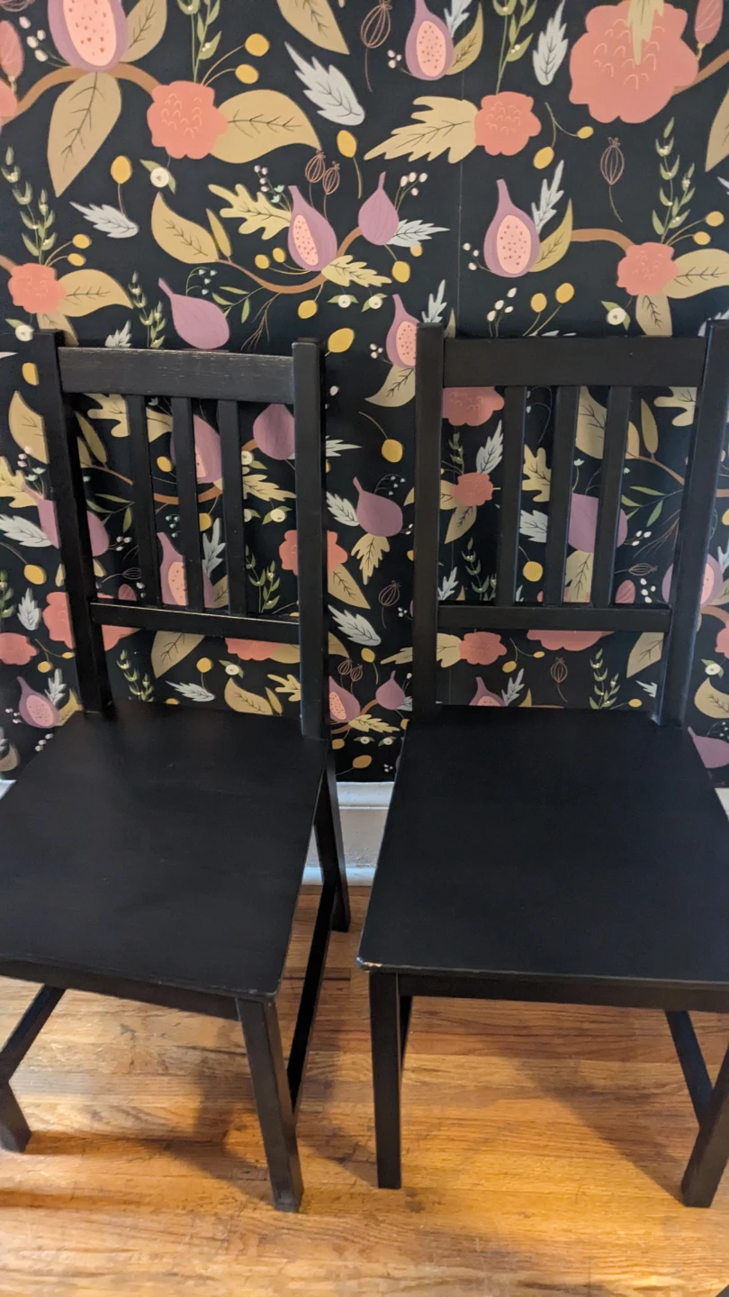 Set of 4 Stephan Ikea Black Wooden Dining Chairs