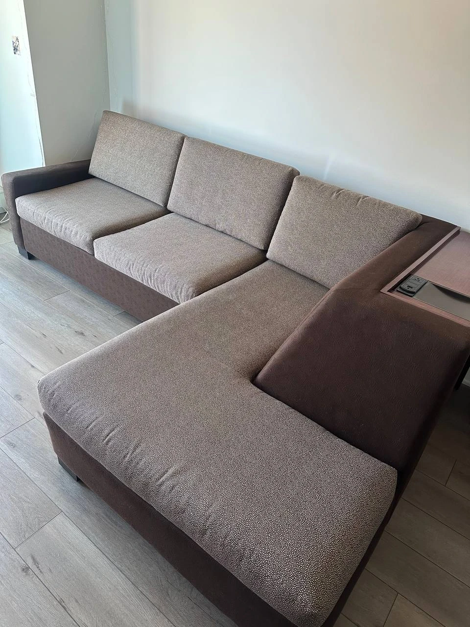 Brown Sectional Sofa Bed with Pull-out Mattress - photo 3