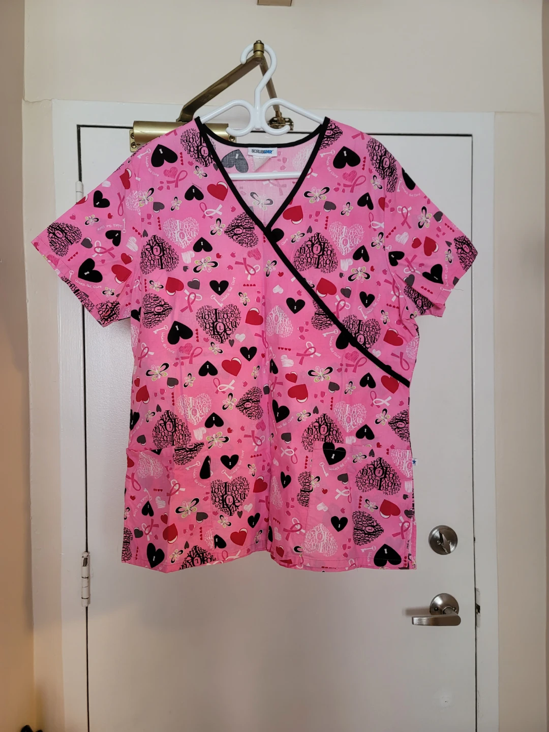 Assorted Scrub Tops And 2 Pair Black Pants