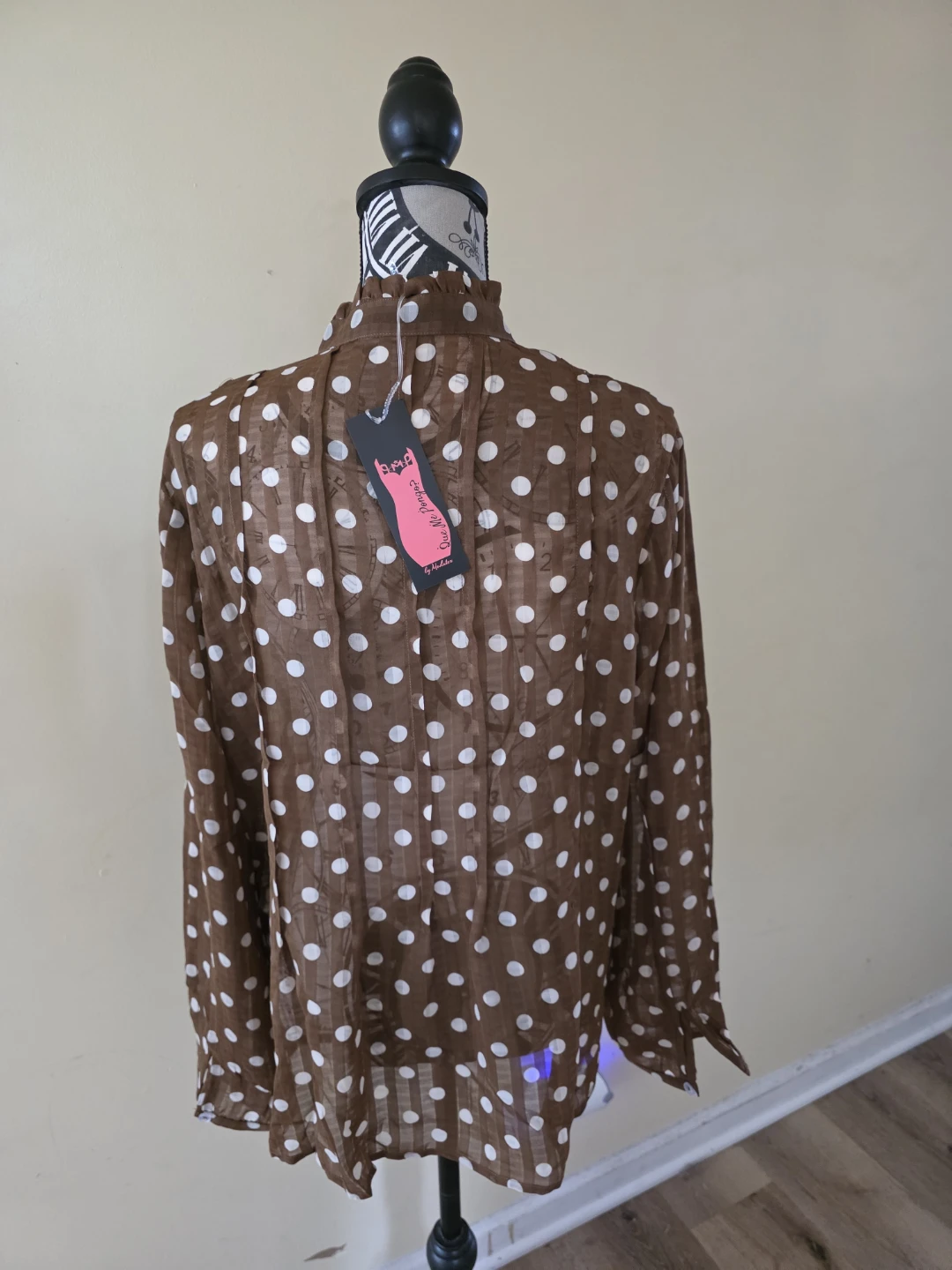 Brown Polka Dot Sheer Blouse - photo 2