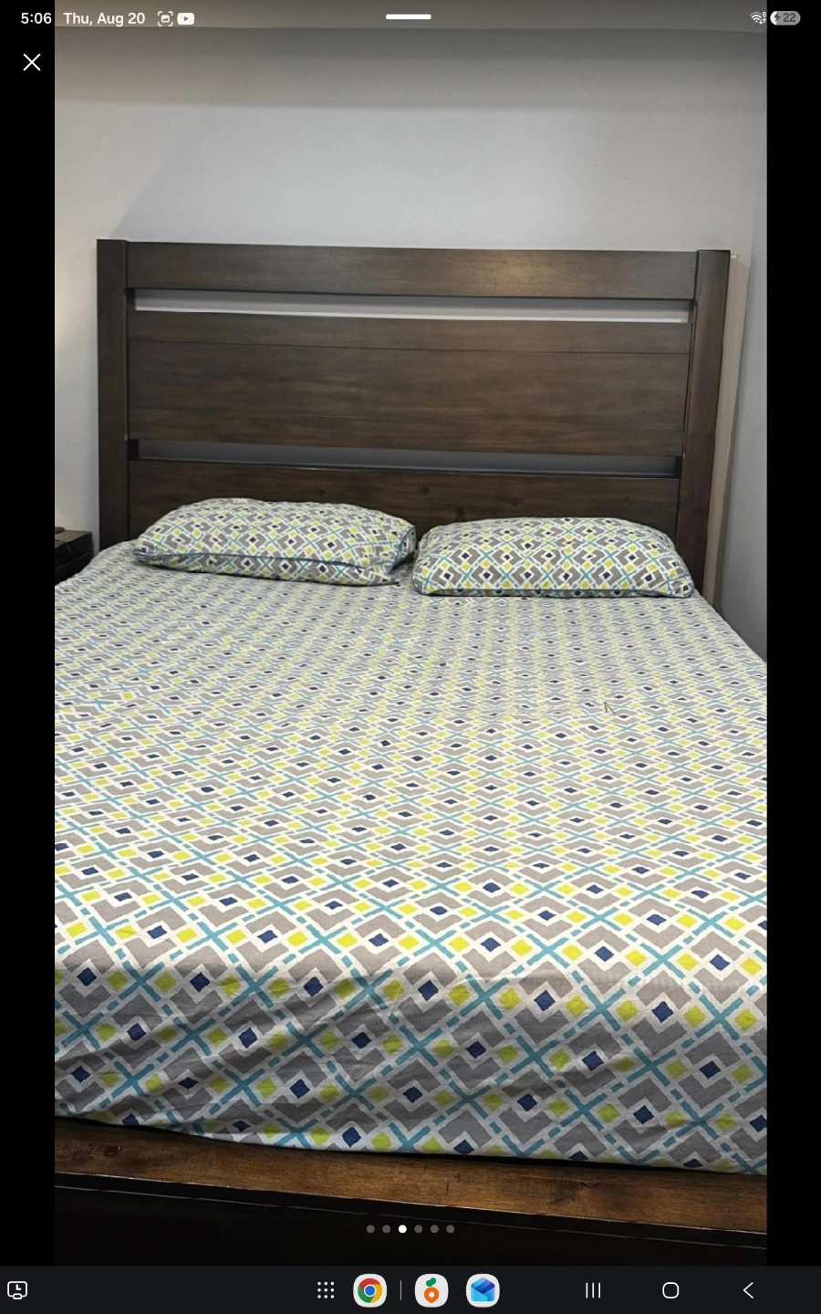 Dark Wood Queen Bed Frame with Headboard - photo 4