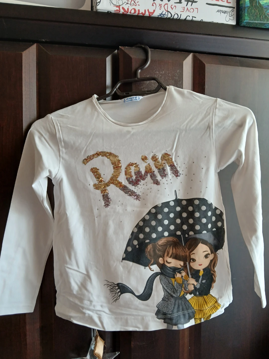 Mayoral White Long Sleeve "Rain" Shirt