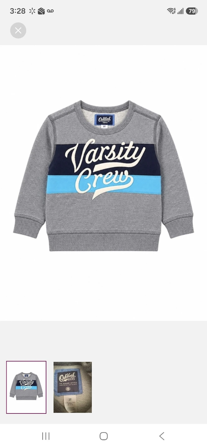 OshKosh B'gosh Varsity Crew Sweatshirt Size 2T