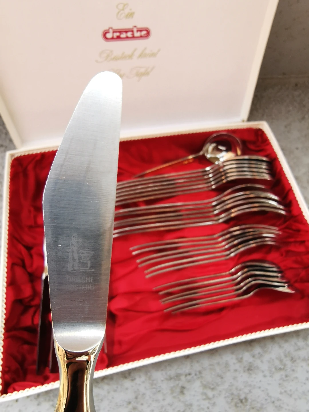 Vintage Drache Solingen German Stainless Steel Flatware Set - photo 3
