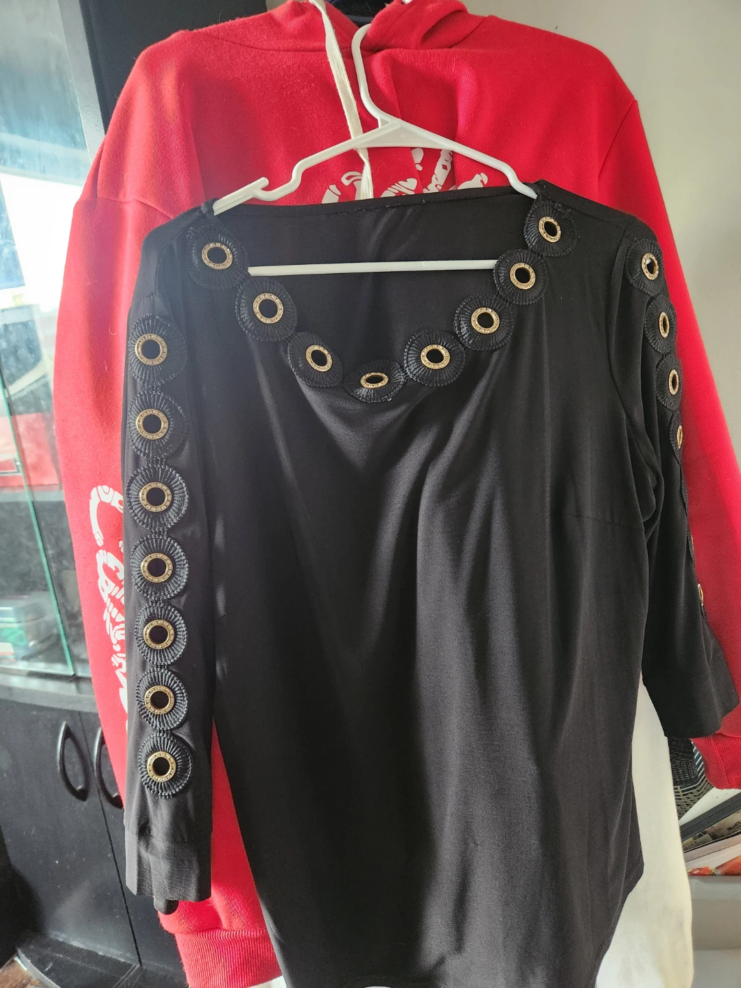 Black Long Sleeve Top with Gold Eyelets - photo 2