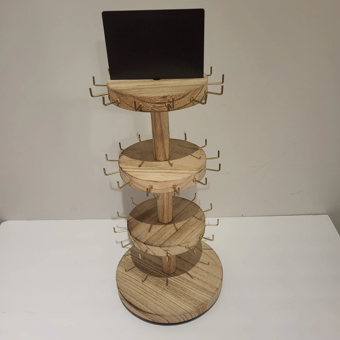 Wooden Display Stand with Sign Holder