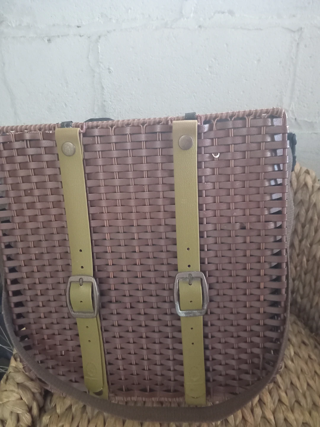 Brown Wicker Bicycle Basket