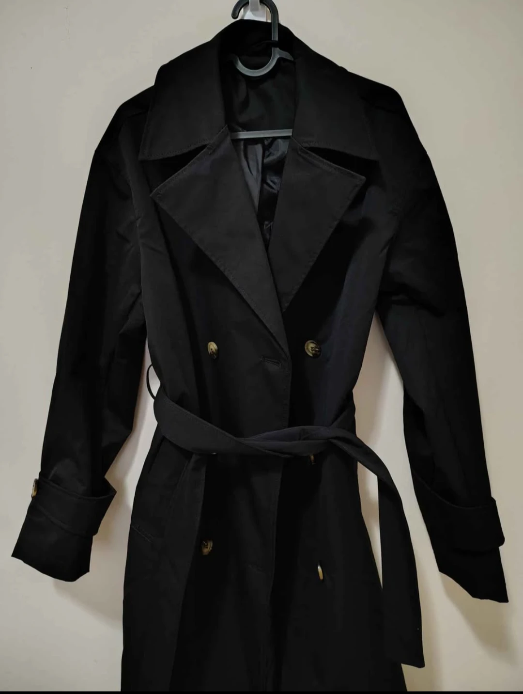 Black Double-Breasted Trench Coat