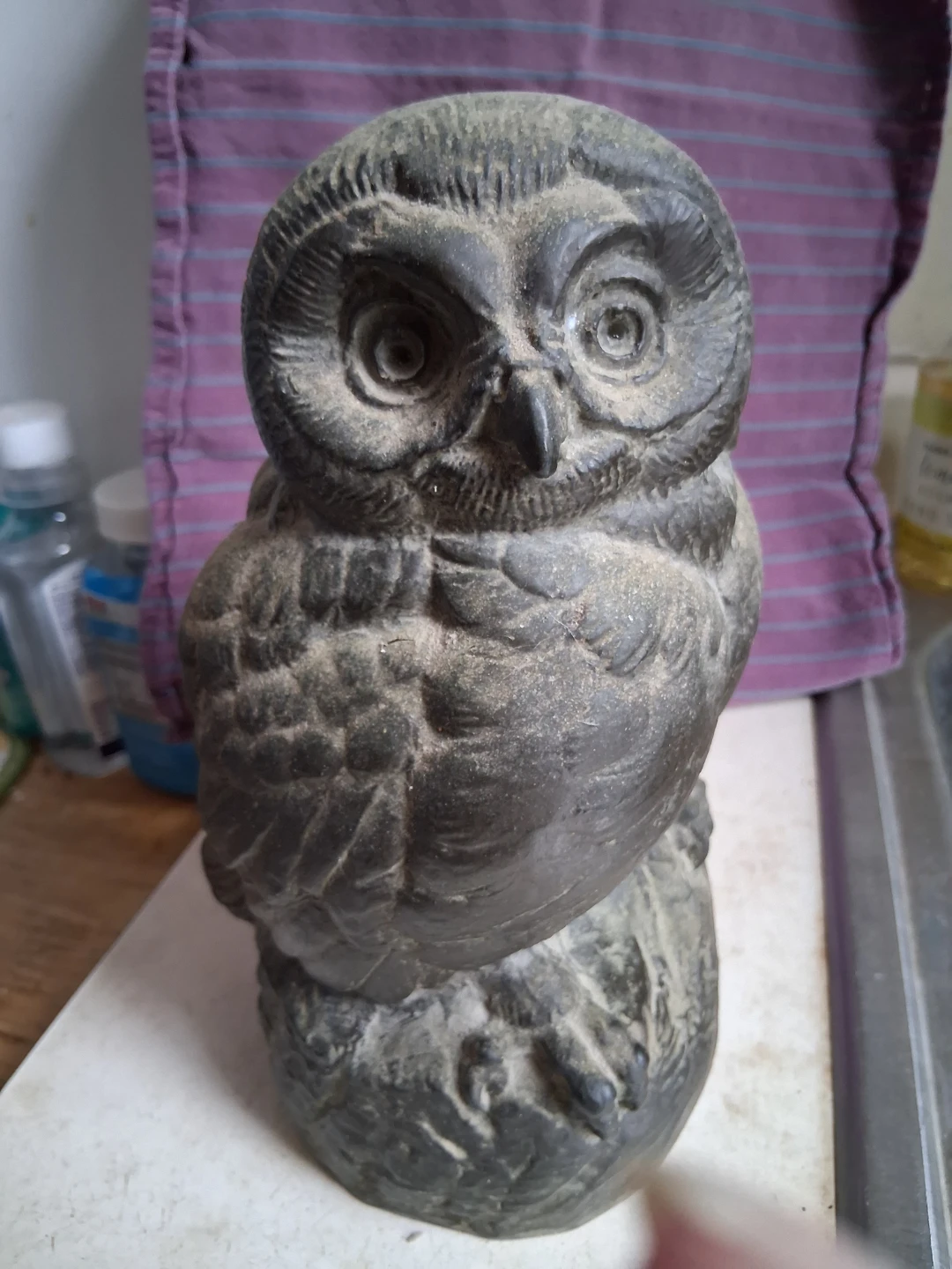 Vintage Stone Owl Figurine