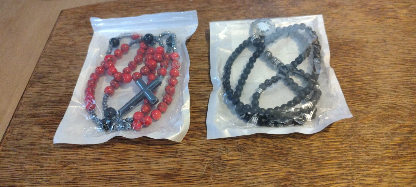 Two Beaded Necklaces - Compass & Cross Pendants