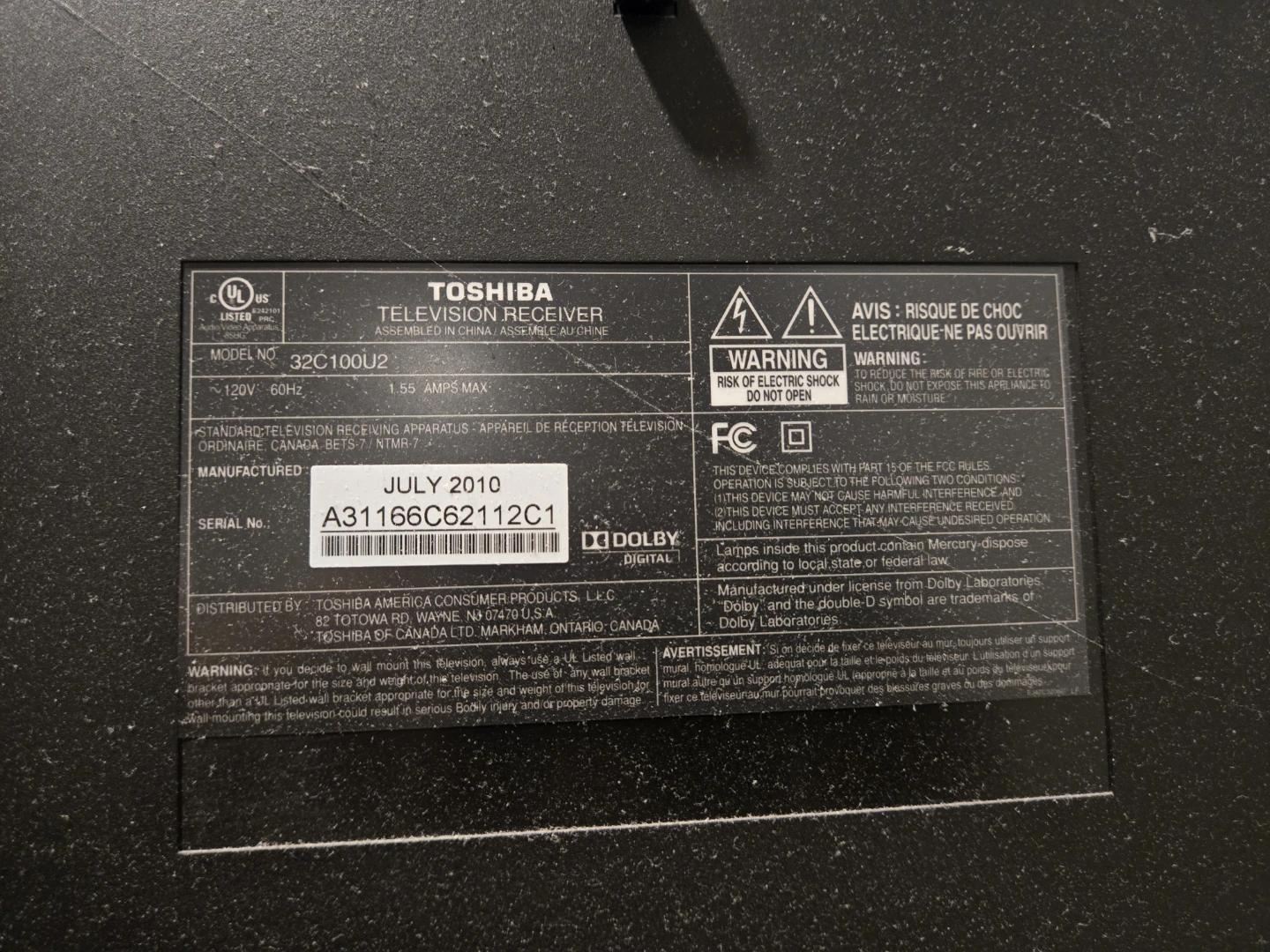 Toshiba 32" Television - photo 2