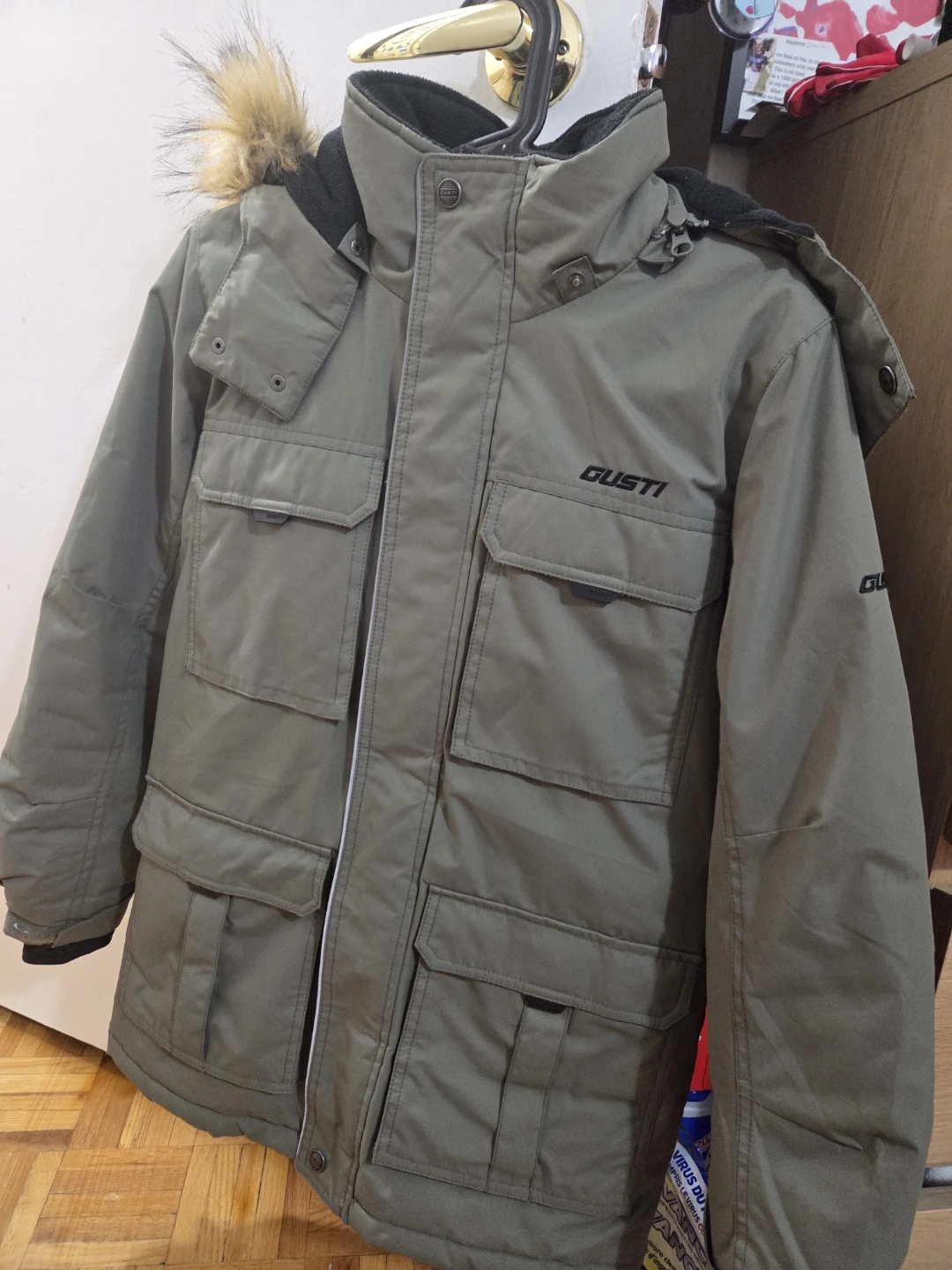 Gusti winter jacket fur hood parka - youth age/size 12.