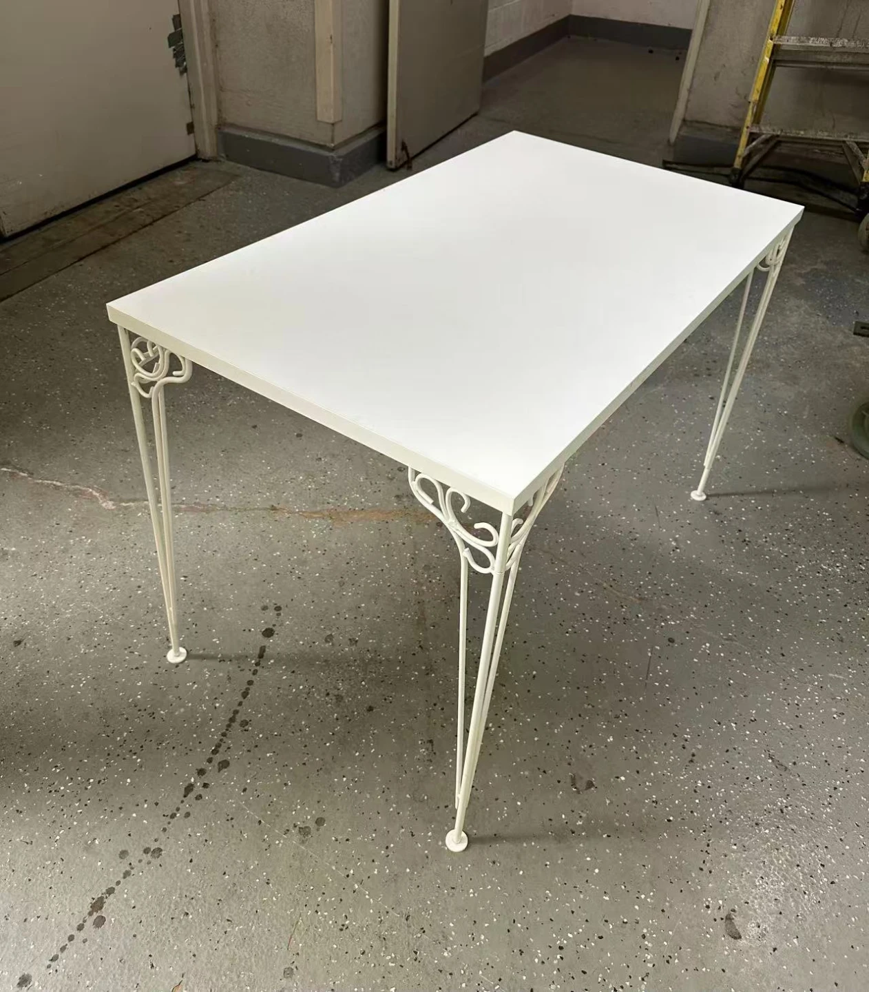 IKEA Falkhöjden White Metal Table with Ornate Legs - photo 2