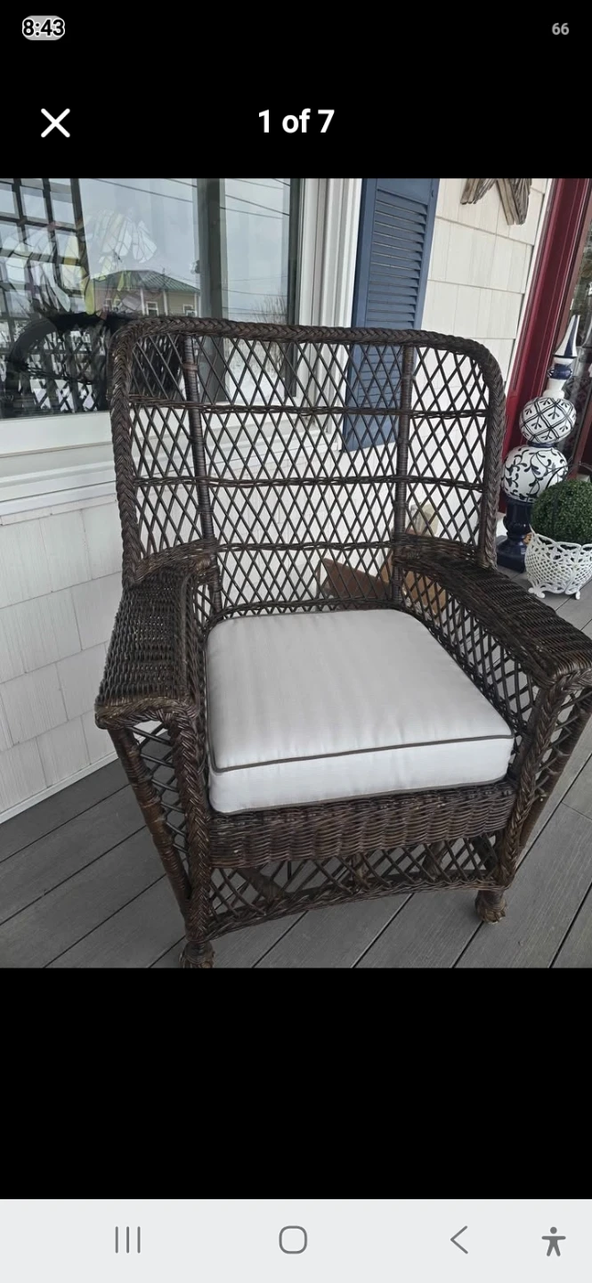 Wicker Armchair with White Cushion
