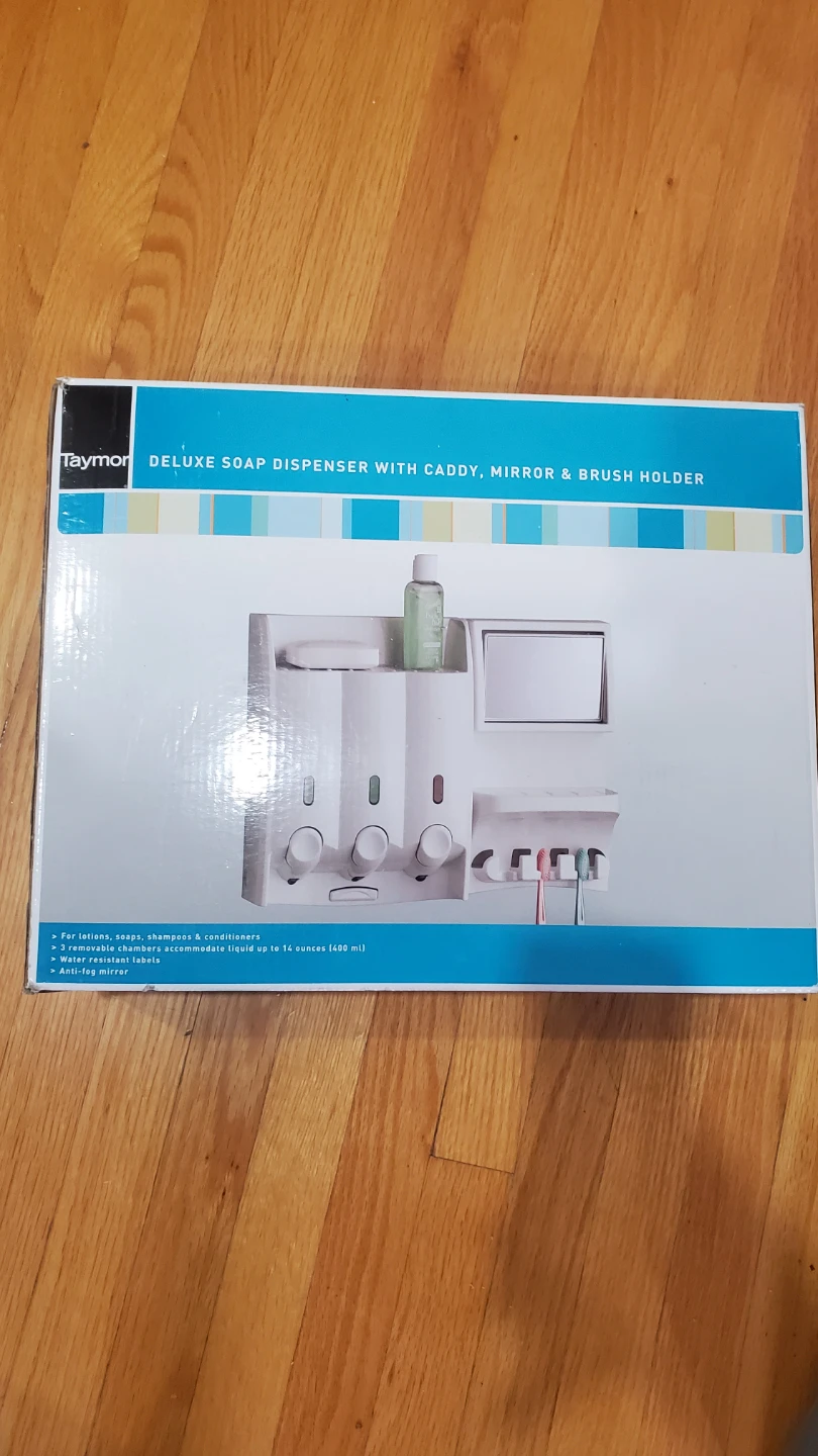 Taymor Deluxe Soap Dispenser with Caddy, Mirror & Brush Holder