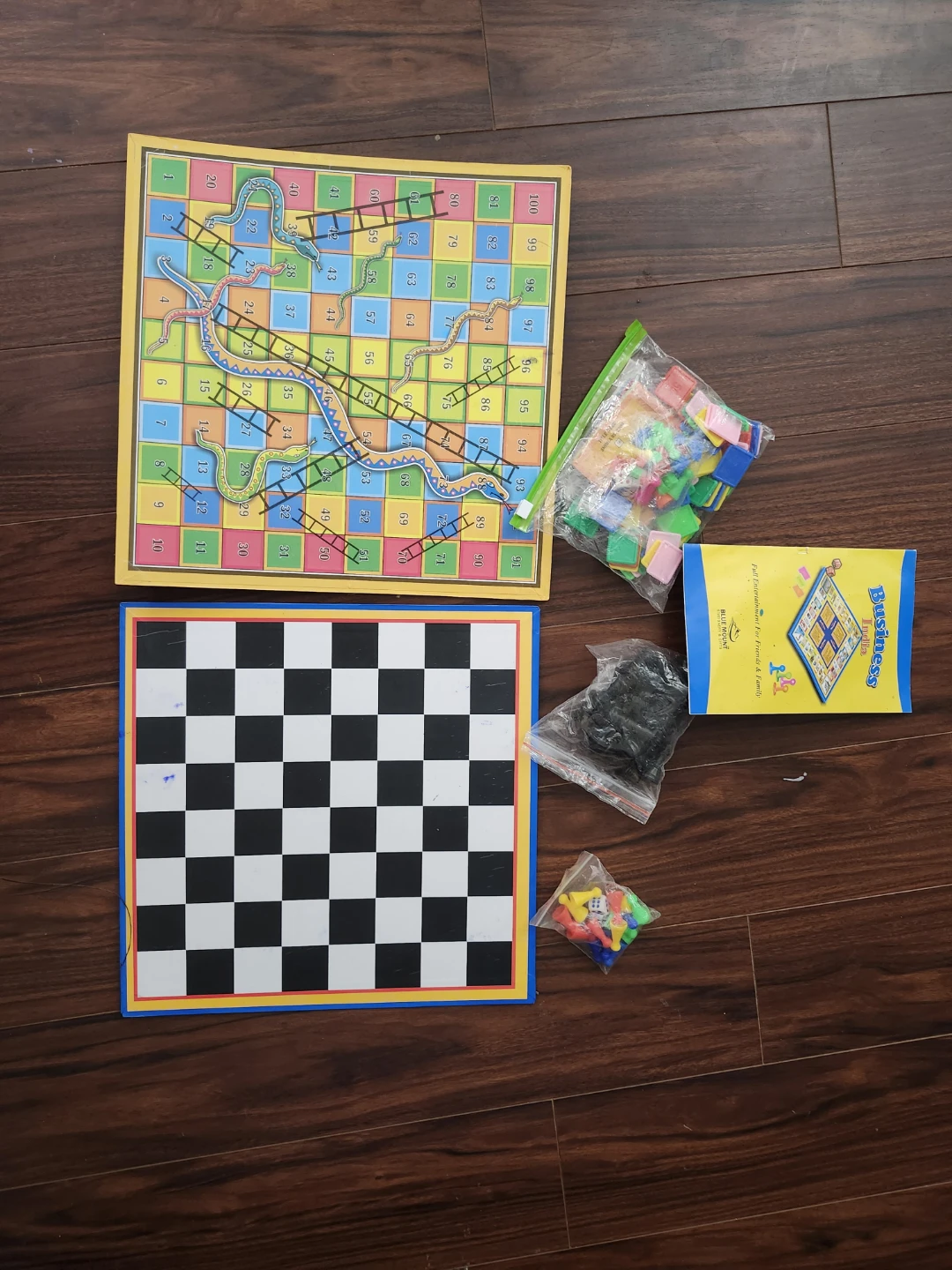 3-in-1 Board Game Set - Snakes and Ladders, Ludo, Business