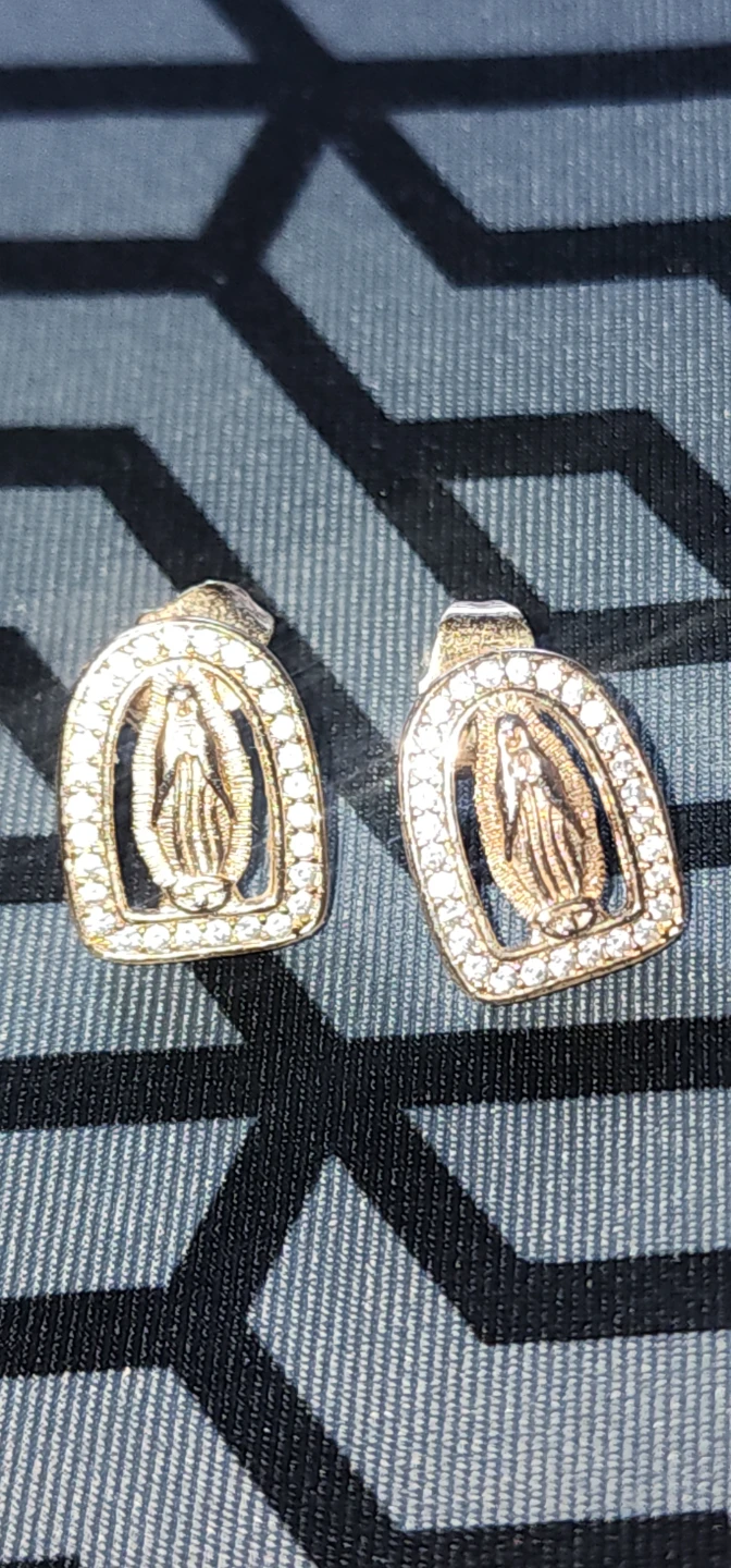 Virgin guadalupe stud Earrings rose gold tone - photo 4