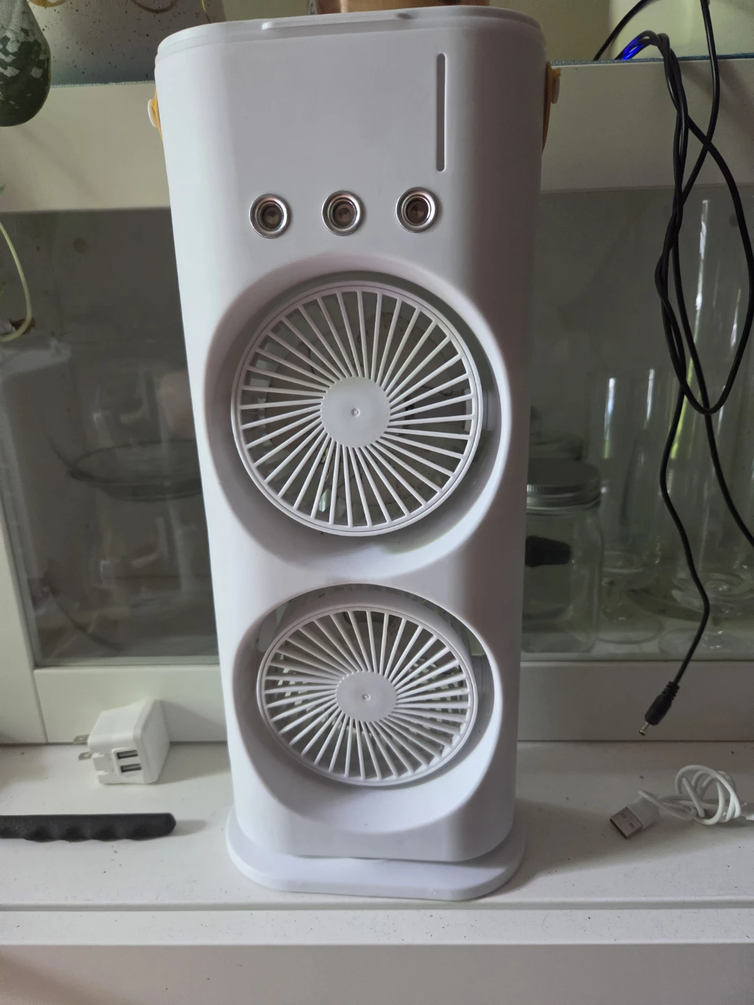 White Portable double Air Cooler Fan with Dehumidifier