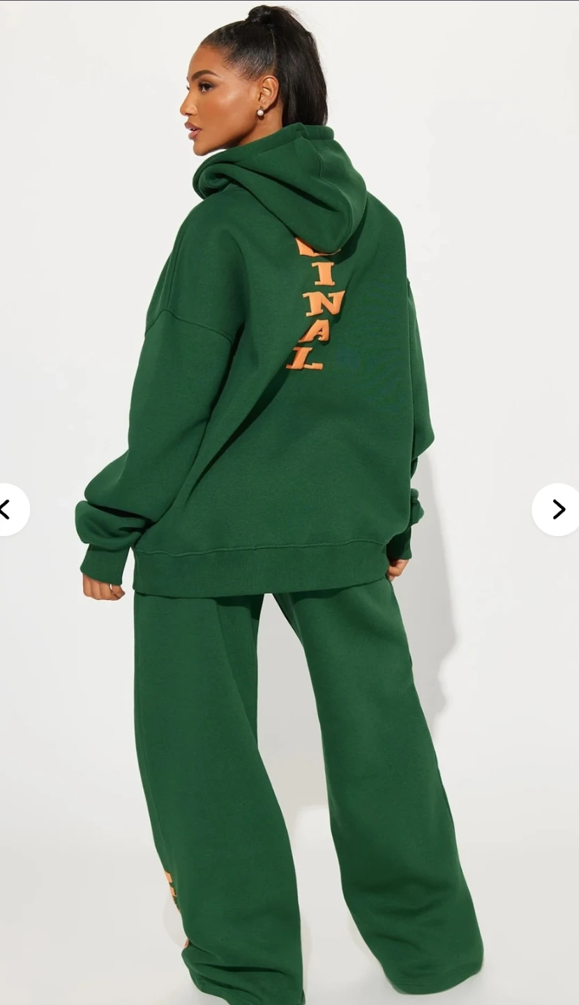 Fashion Nova Original Swag Fleece Pant Set - Hunter Green - photo 4