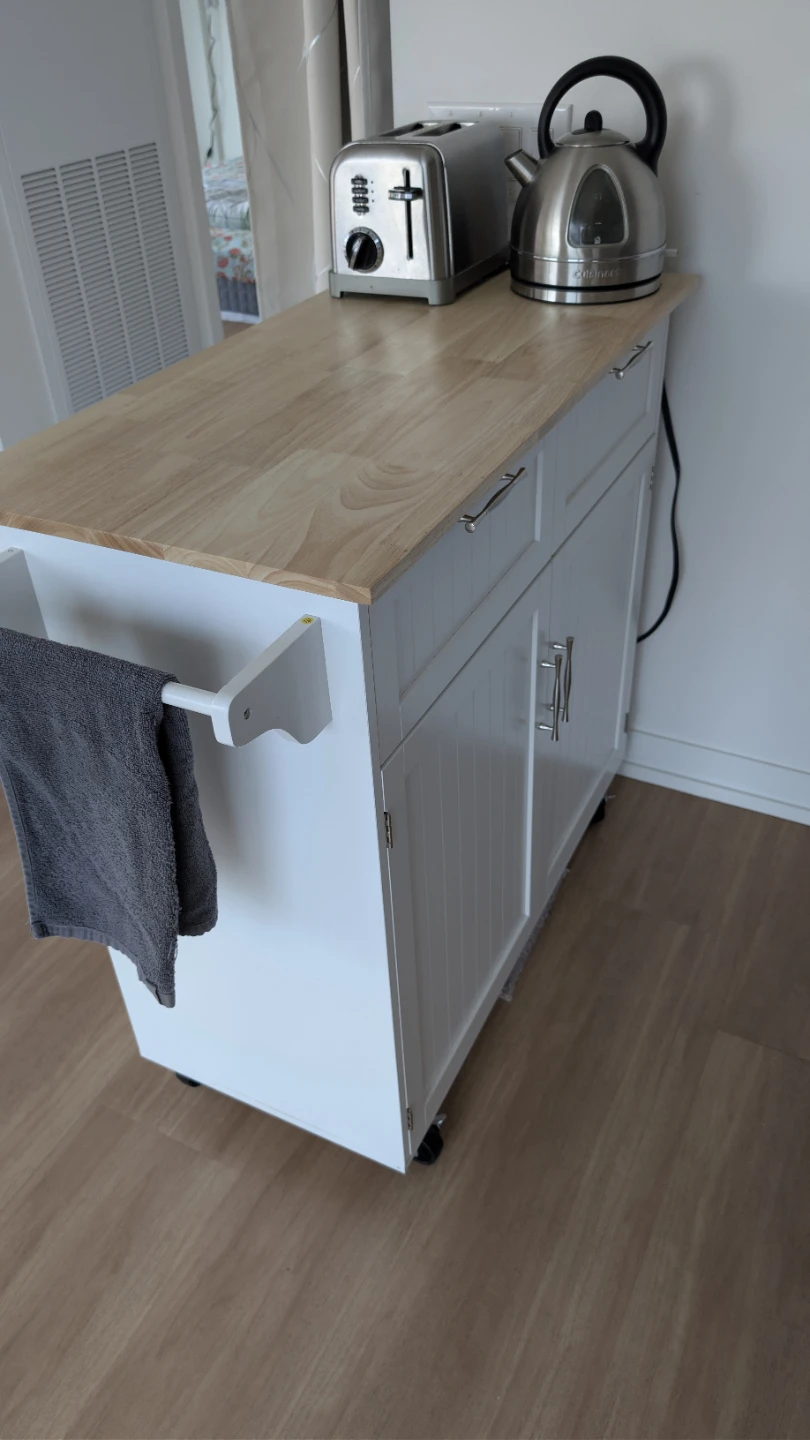White Rolling Kitchen Island / Cart – Like New - photo 3