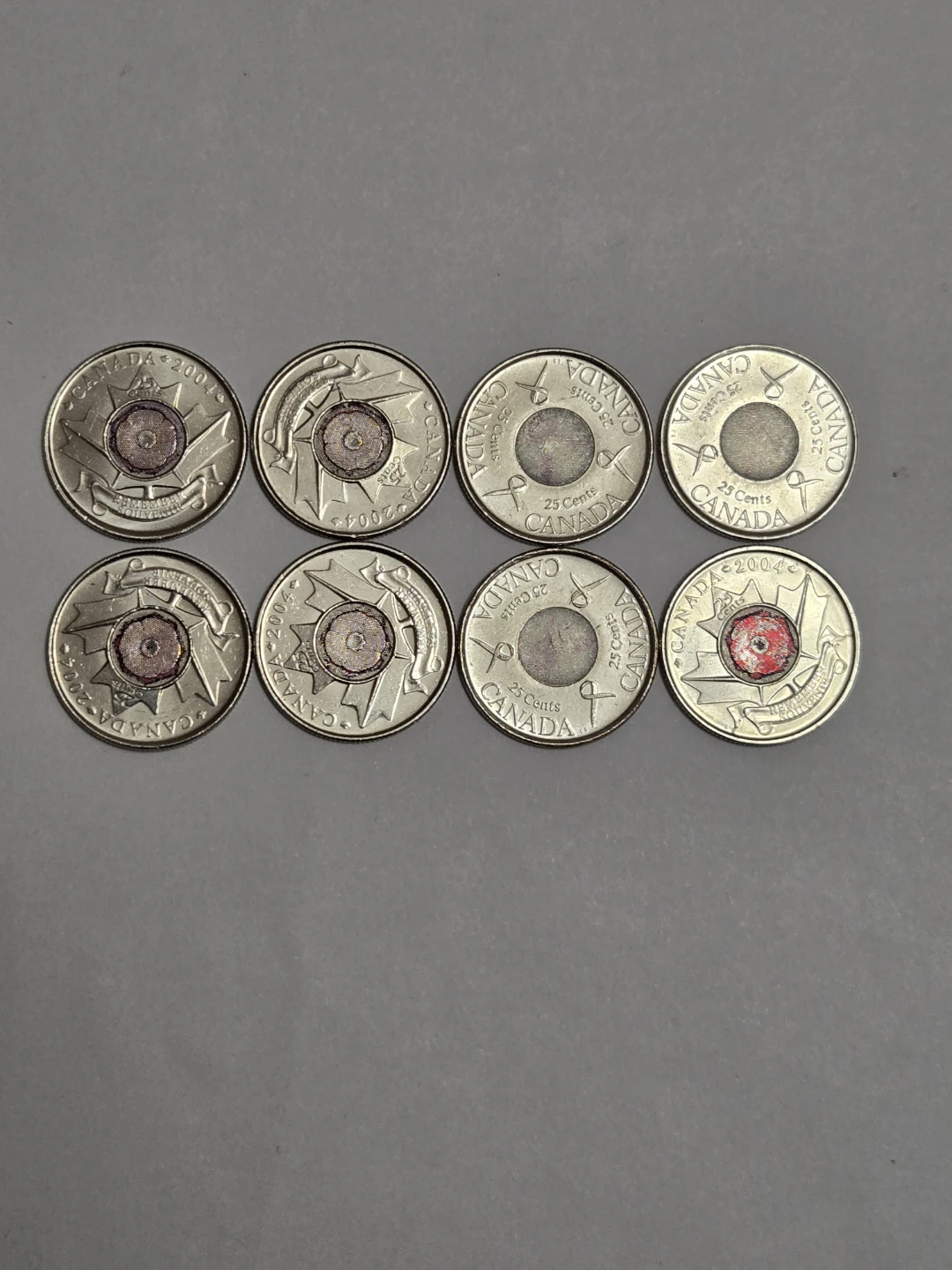 8 x Canadian 25 Cent Coins (Quarters) - 2004, 2006 - photo 2
