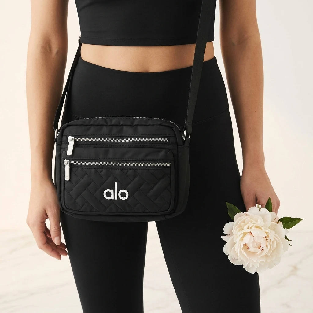 Alo Yoga Black Quilted Crossbody Bag