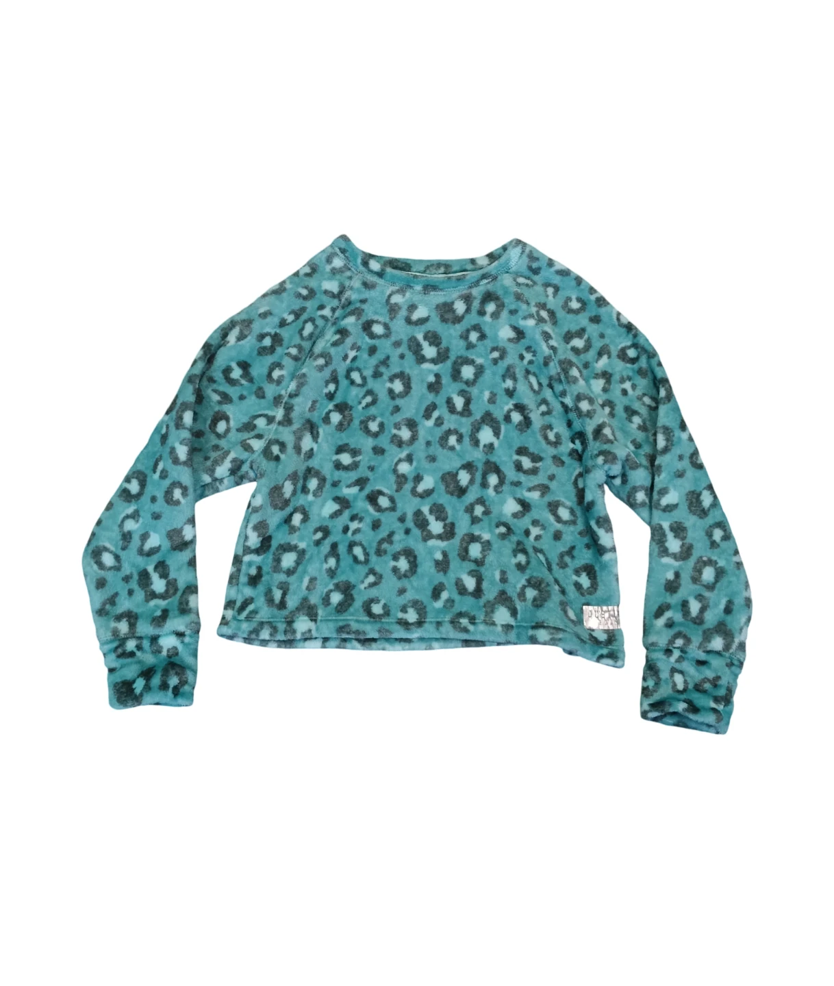Justice Girls Cozy Plush Teal Leopard Print Pullover Sweater - photo 2