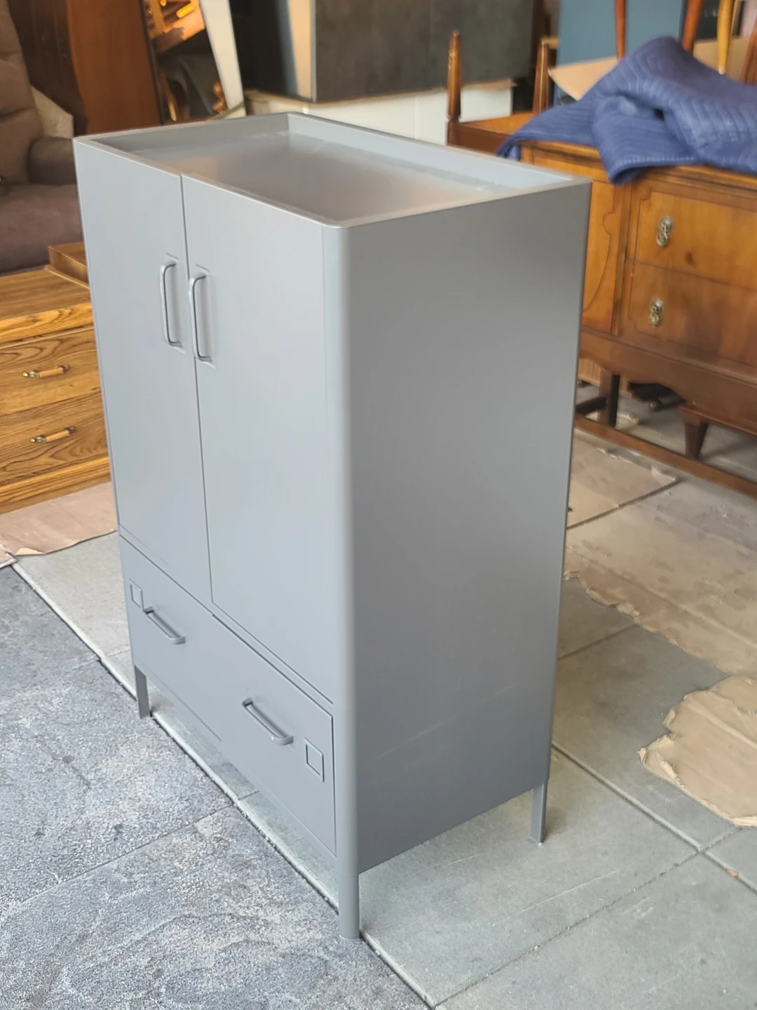 Grey Metal Storage Cabinet with Doors and Drawers - photo 4