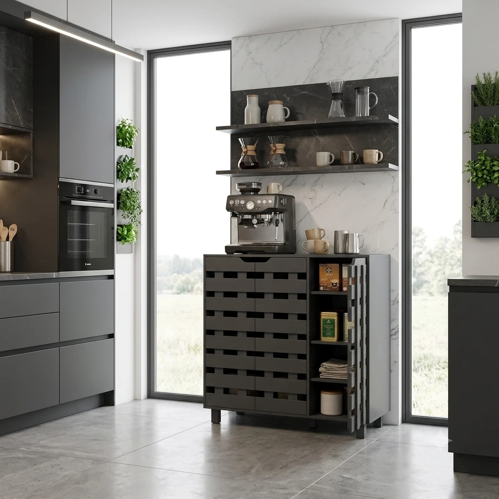 Brand new Grey Storage Cabinet with Slatted Doors - photo 4
