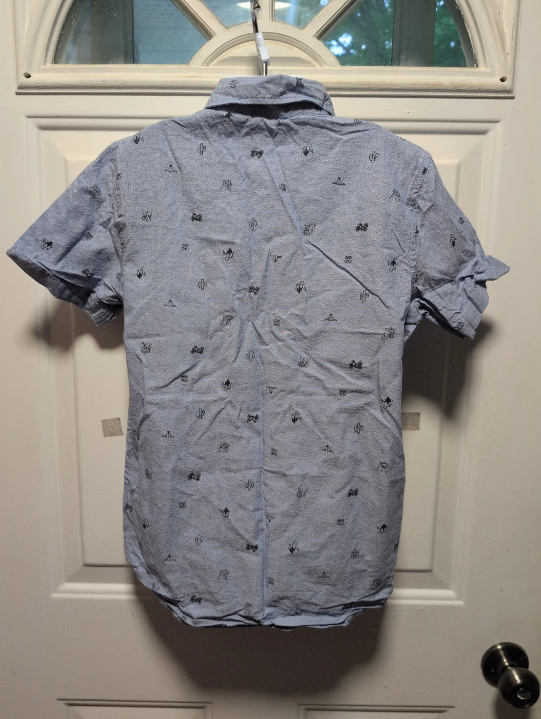 Tag blue cactus print short sleeve shirt size 12 - photo 3