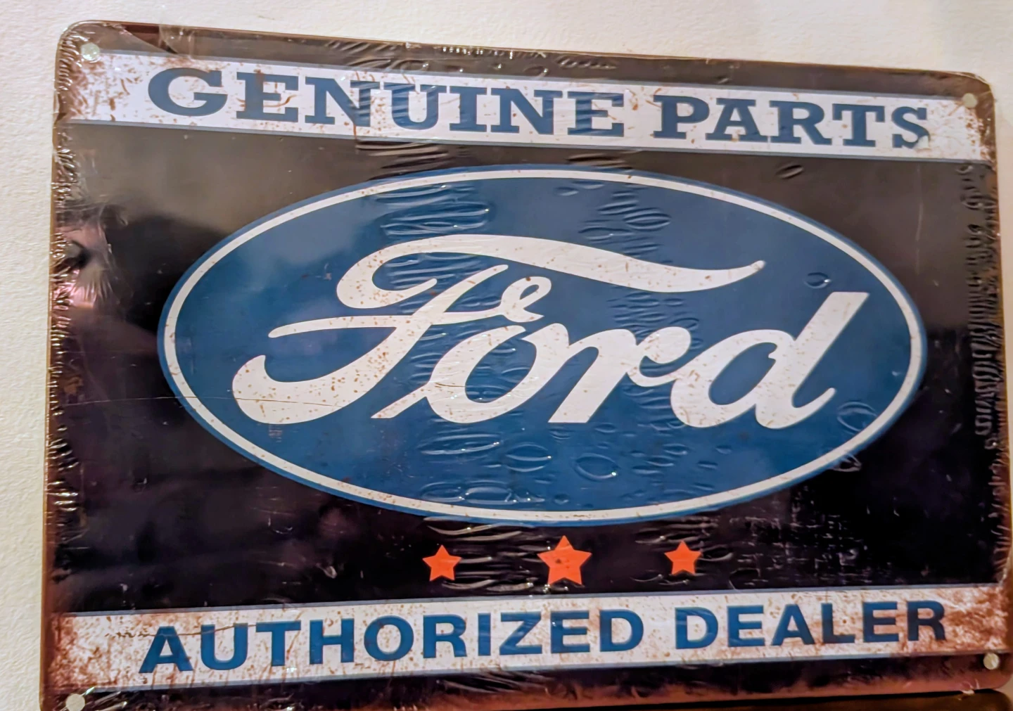 Ford Genuine Parts Authorized Dealer Metal Sign 12x8