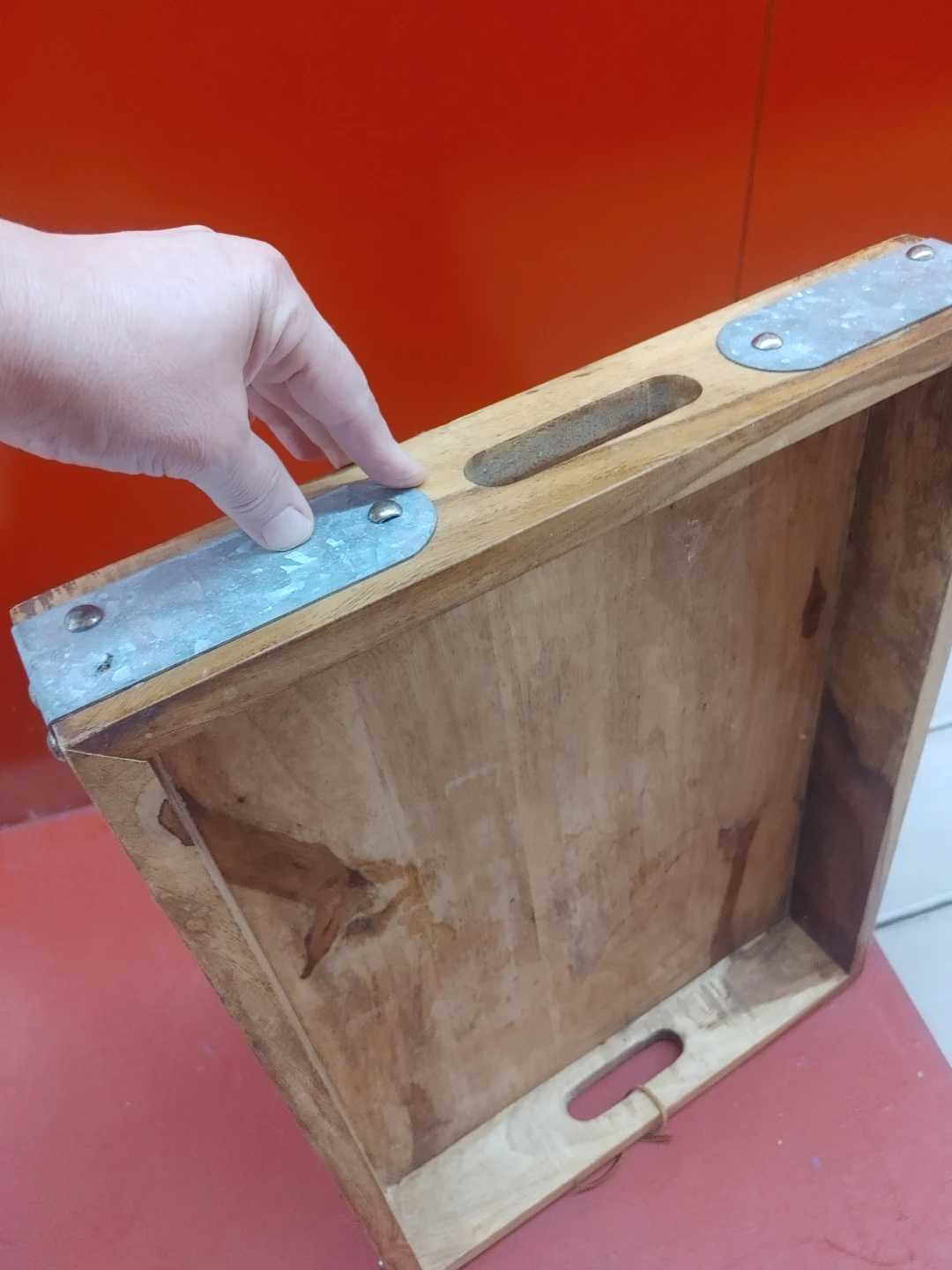 Wooden Serving Tray with Metal Accents - photo 2