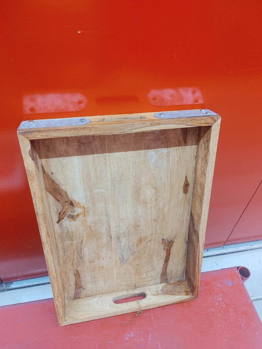 Wooden Serving Tray with Metal Accents - photo 5